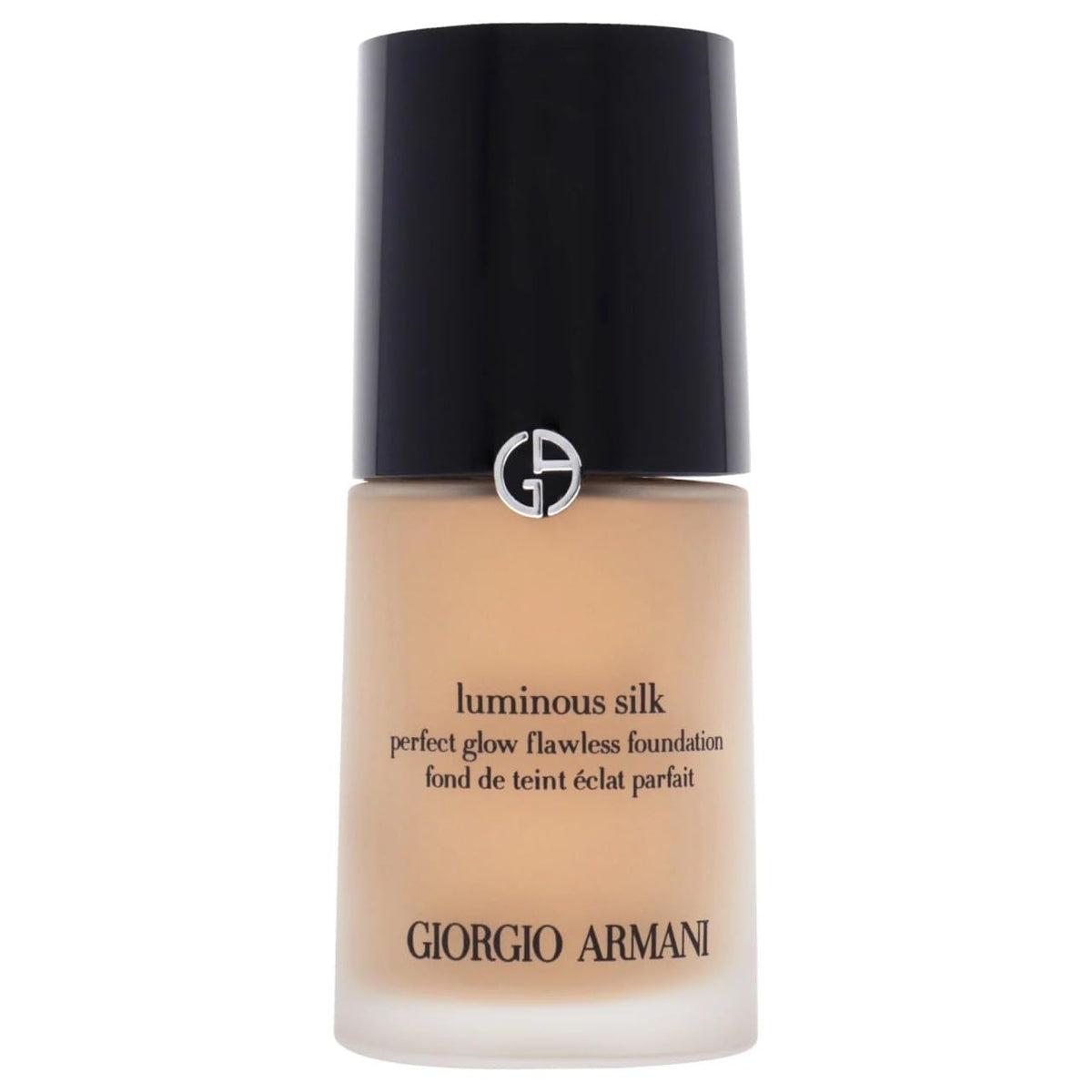 Giorgio Armani Luminous Silk Foundation bottle closeup showing smooth texture and radiant finish