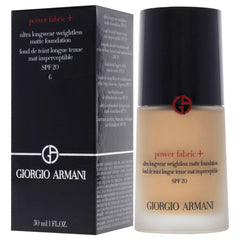 Giorgio Armani Power Fabric Plus swatch on skin shows even tone with SPF 25 protection