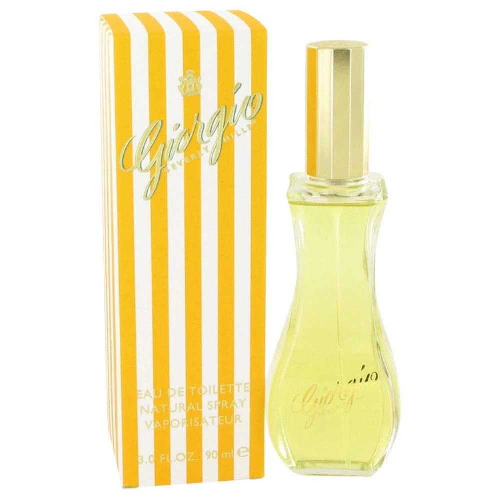 Giorgio Beverly Hills Giorgio Yellow bottle label with a floral-inspired scent for special occasions.