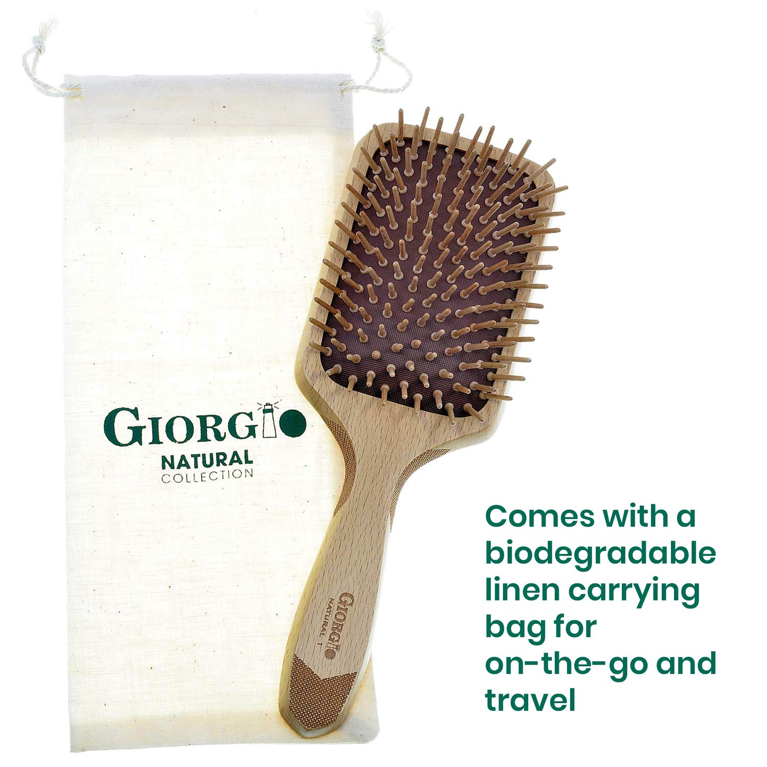 Giorgio hair brush reduces static for a smoother finish