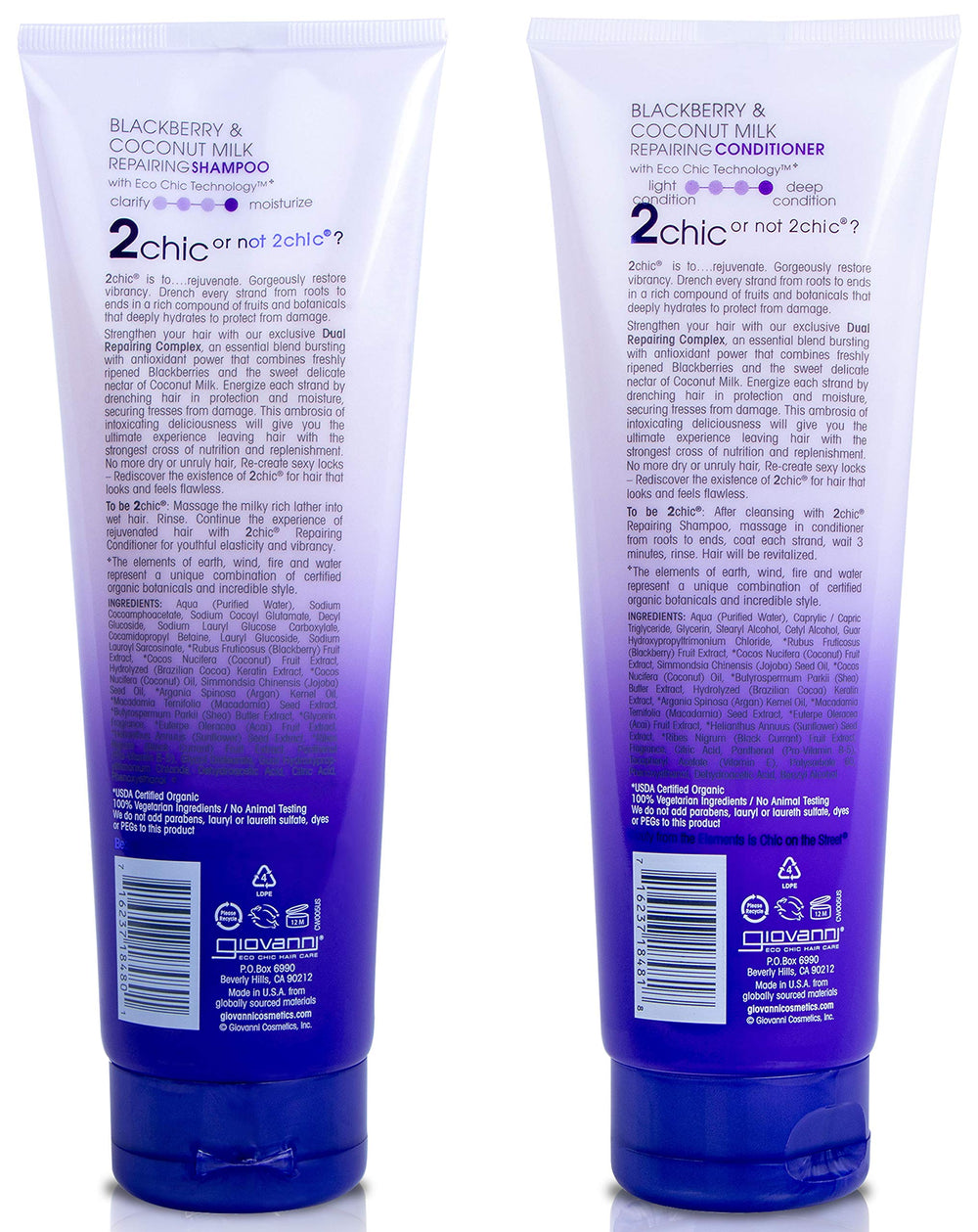 GIOVANNI 2Chic Repairing Conditioner bottle front delivering frizz control.