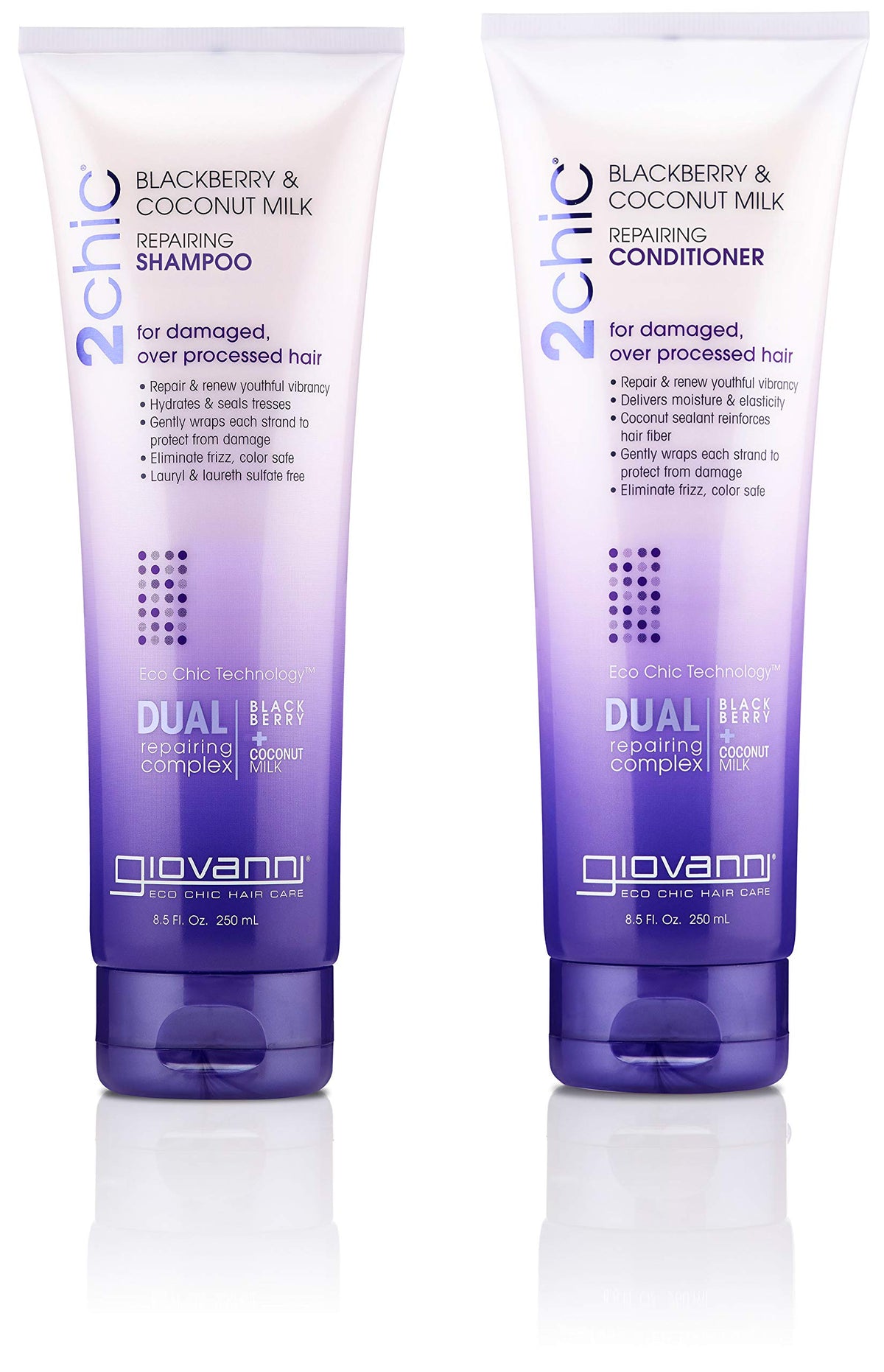 GIOVANNI 2Chic Repairing Shampoo bottle front for color-safe hydration.