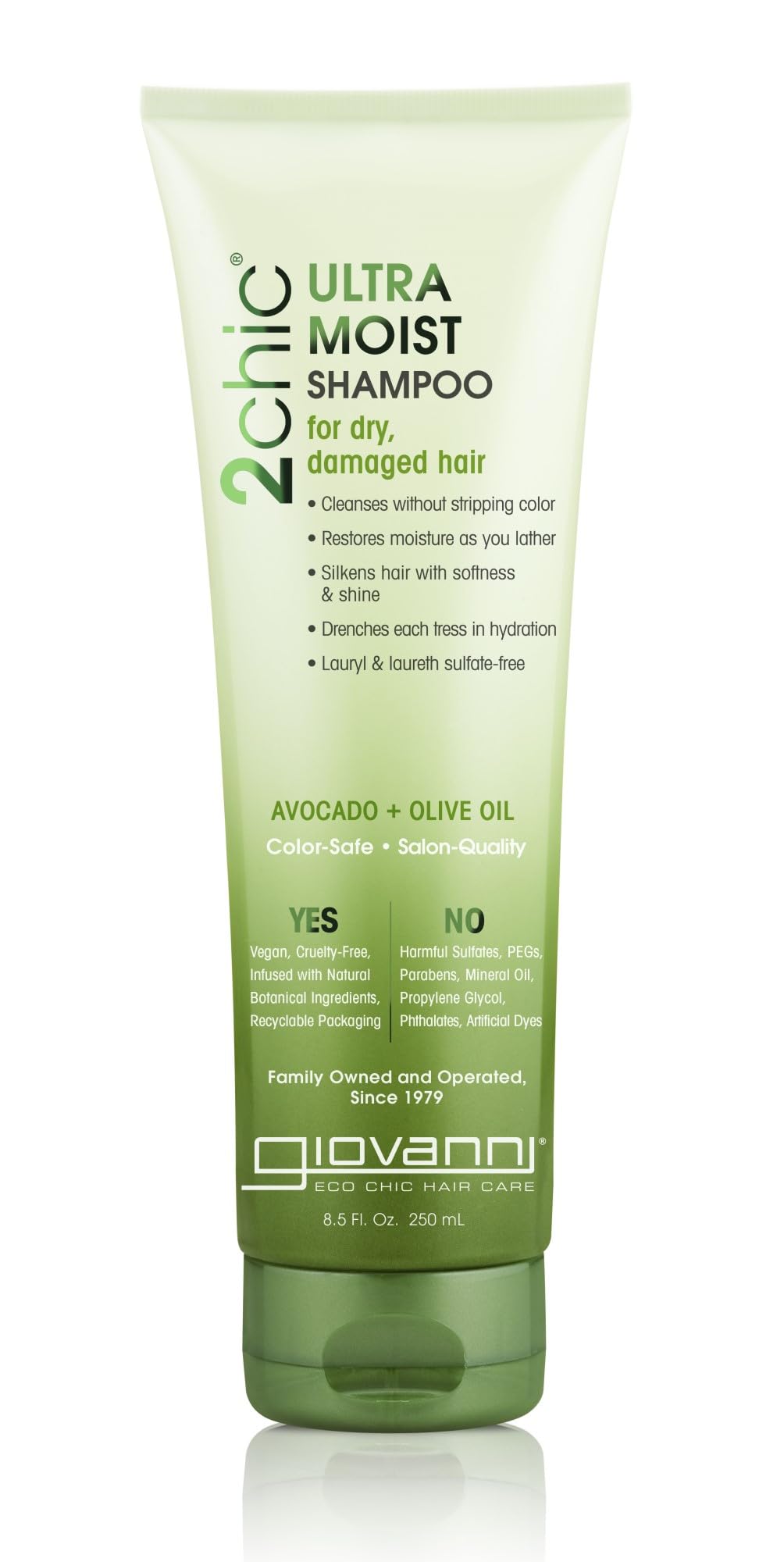Giovanni 2chic Ultra-Moist Shampoo bottle with avocado and olive oil for deep hydration