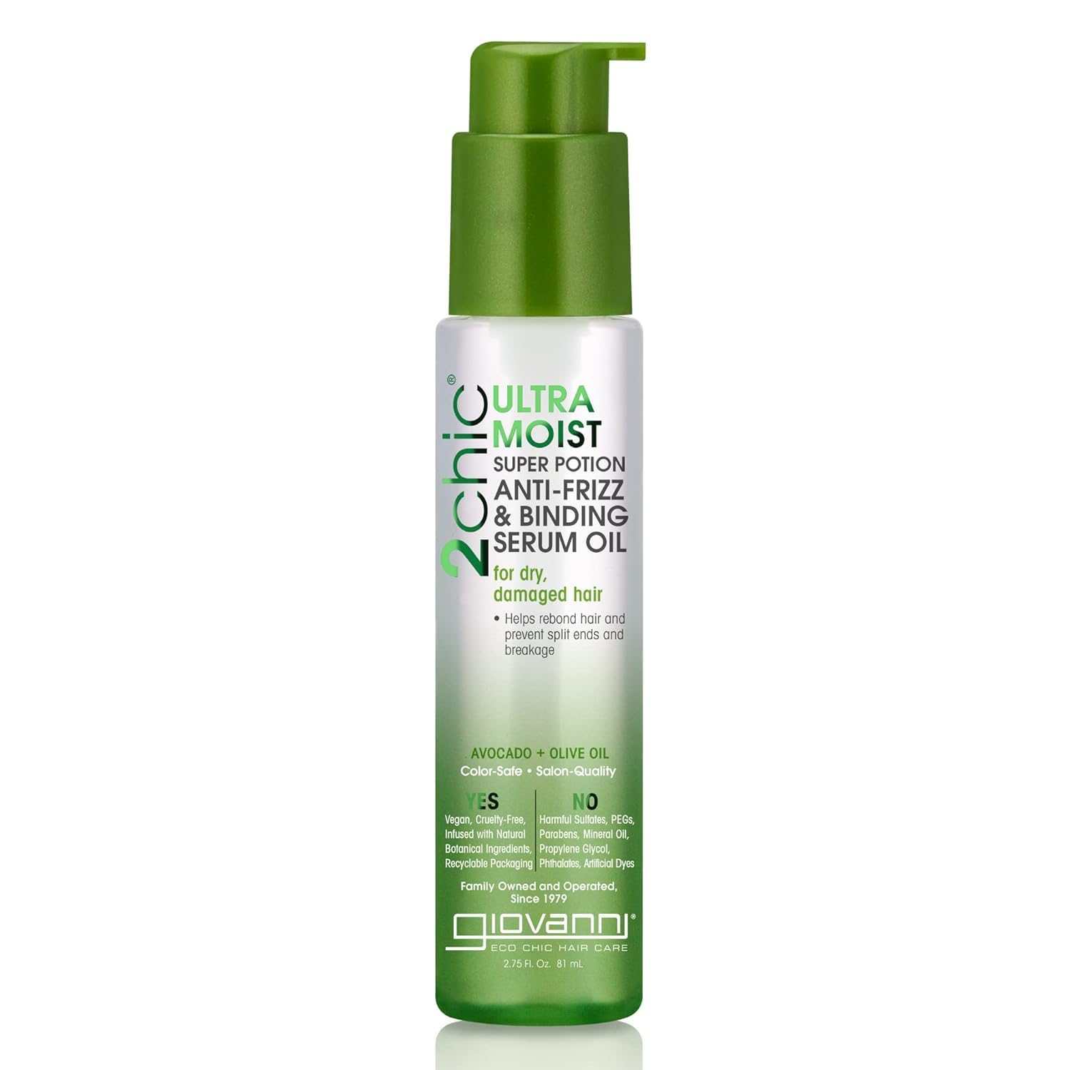 GIOVANNI 2chic Ultra-Moist Super Potion bottle for frizz control and shine