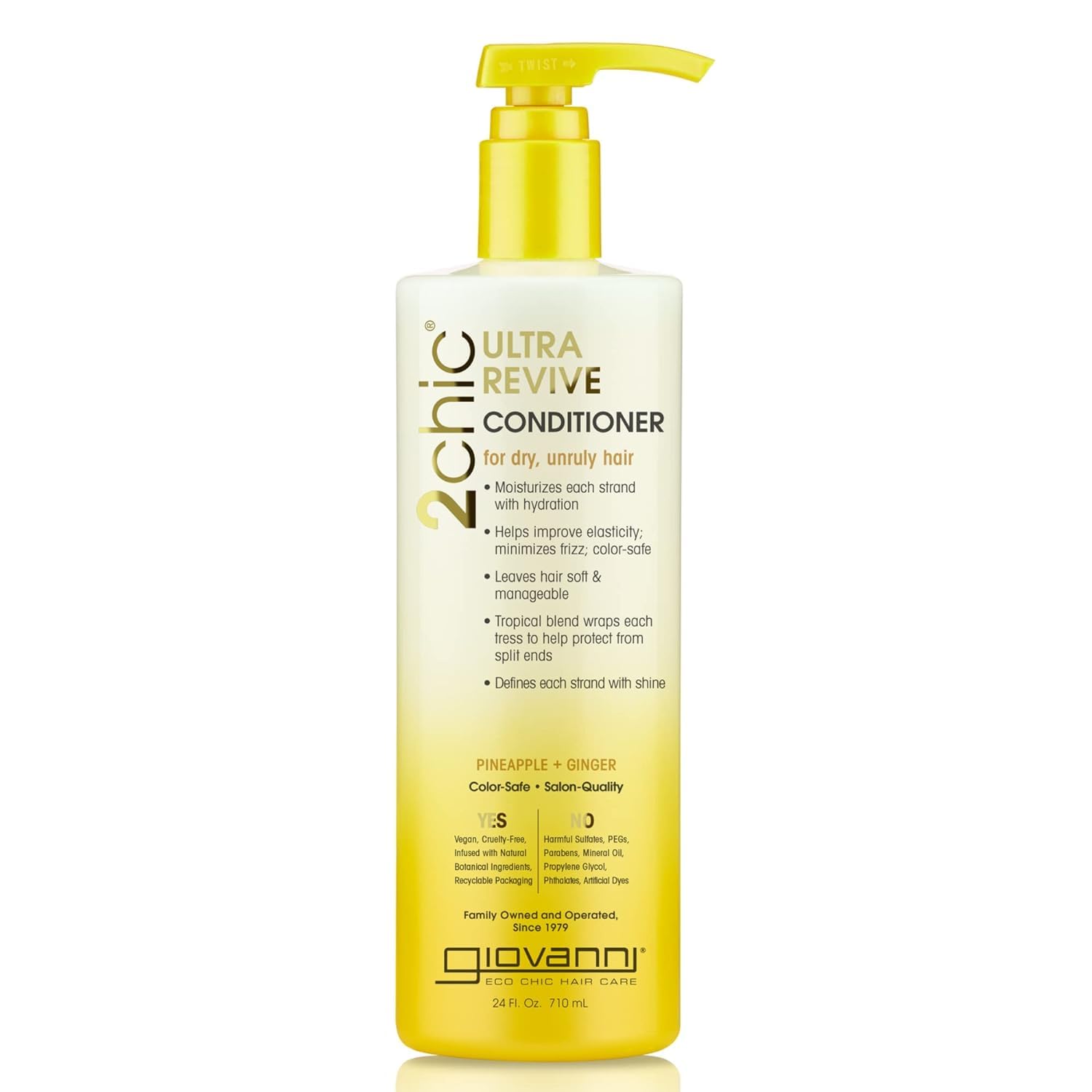 GIOVANNI 2chic Ultra-Revive conditioner bottle delivering tropical moisture for dry hair.