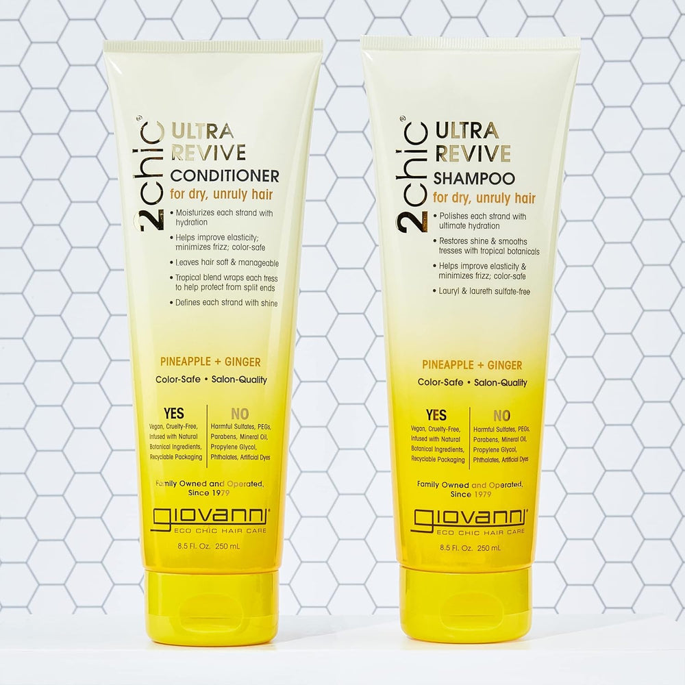 GIOVANNI 2chic Ultra-Revive conditioner pump ready to dispense rich moisture.