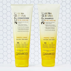 GIOVANNI 2chic Ultra-Revive conditioner pump ready to dispense rich moisture.