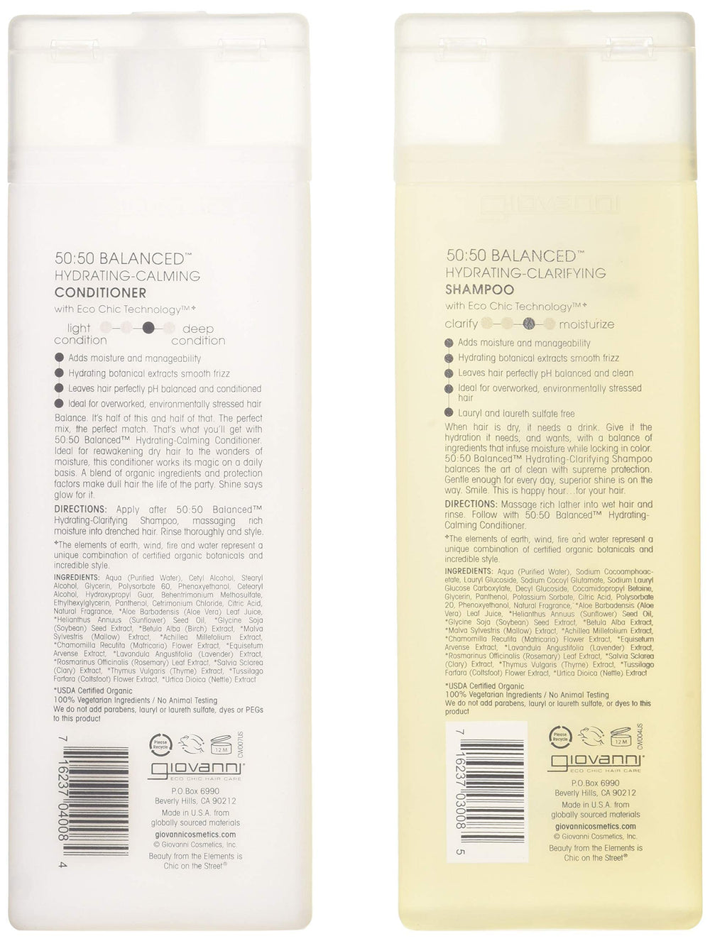 Giovanni 50:50 Hydrating-Calming Conditioner bottle for smooth, manageable hair