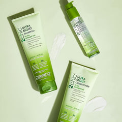 Aloe vera and shea butter components shown for nourishing care
