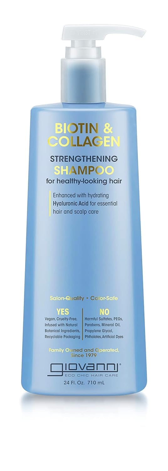 Giovanni Biotin & Collagen Shampoo bottle for stronger, fuller hair.