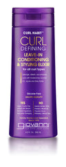 GIOVANNI Curl Habit bottle front showing vegan formula for defined curls