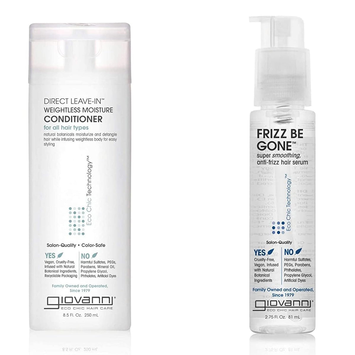 Giovanni Direct Leave-In Conditioner bottle demonstrates weightless moisture for detangling.