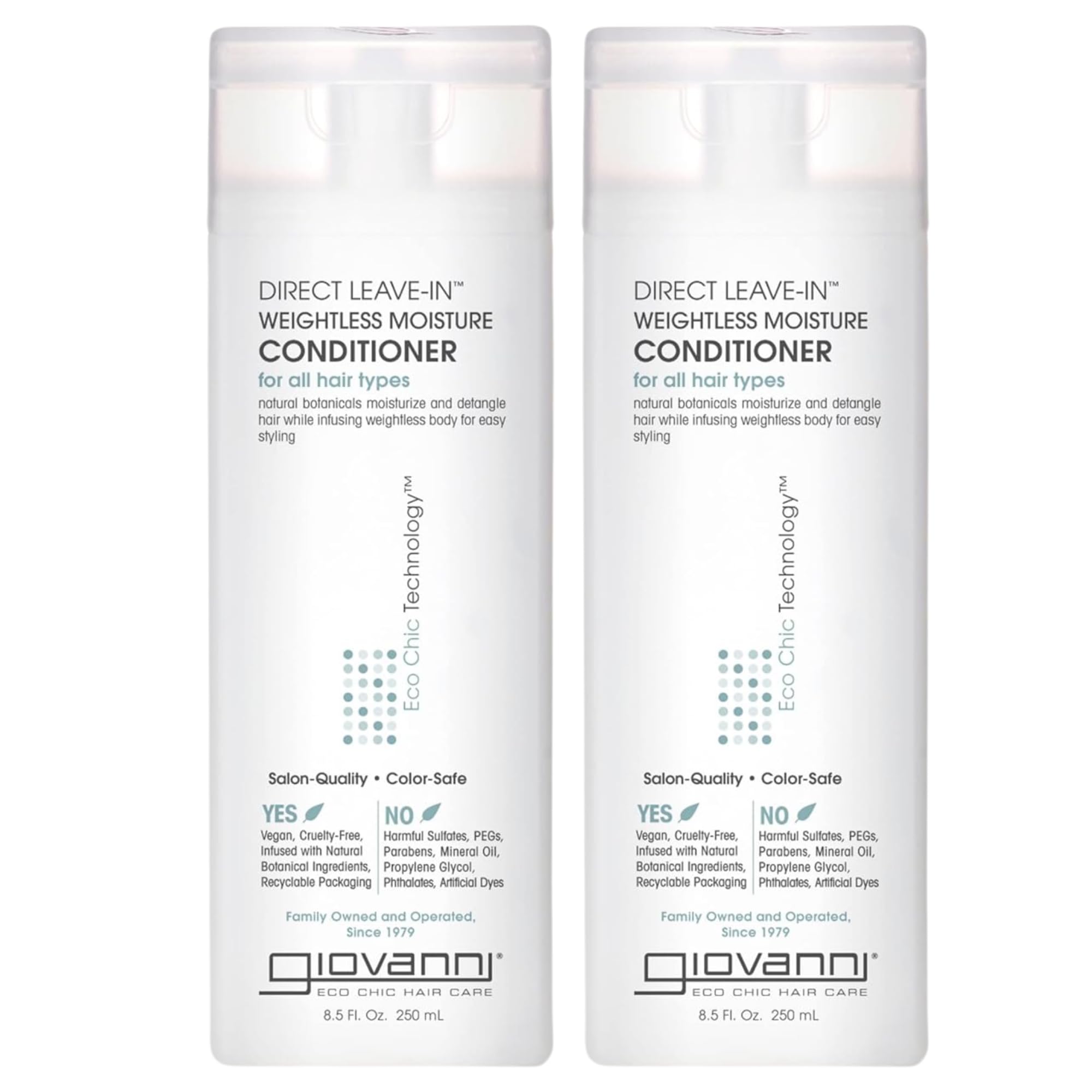 GIOVANNI Direct Leave-In Weightless Moisture Conditioner bottle provides light hydration for healthy curls.
