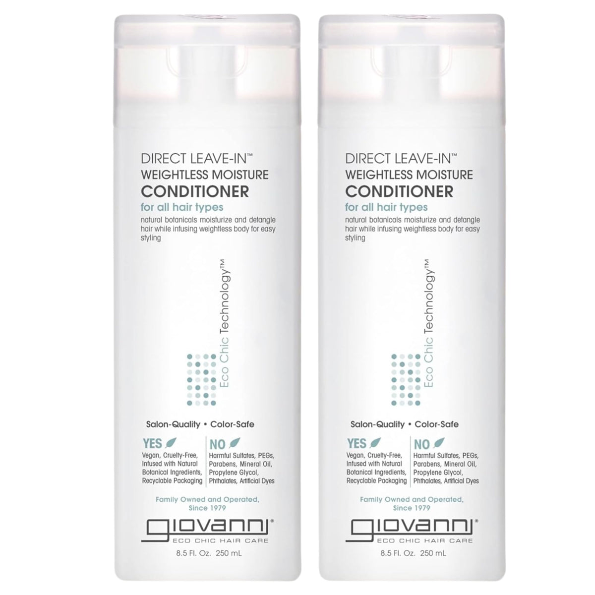 GIOVANNI Direct Leave-In Weightless Moisture Conditioner bottle provides light hydration for healthy curls.