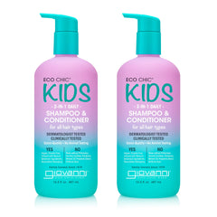 Bouteille GIOVANNI Eco Chic Enfants 2-en-1, soin doux pour cheveux d'enfant.