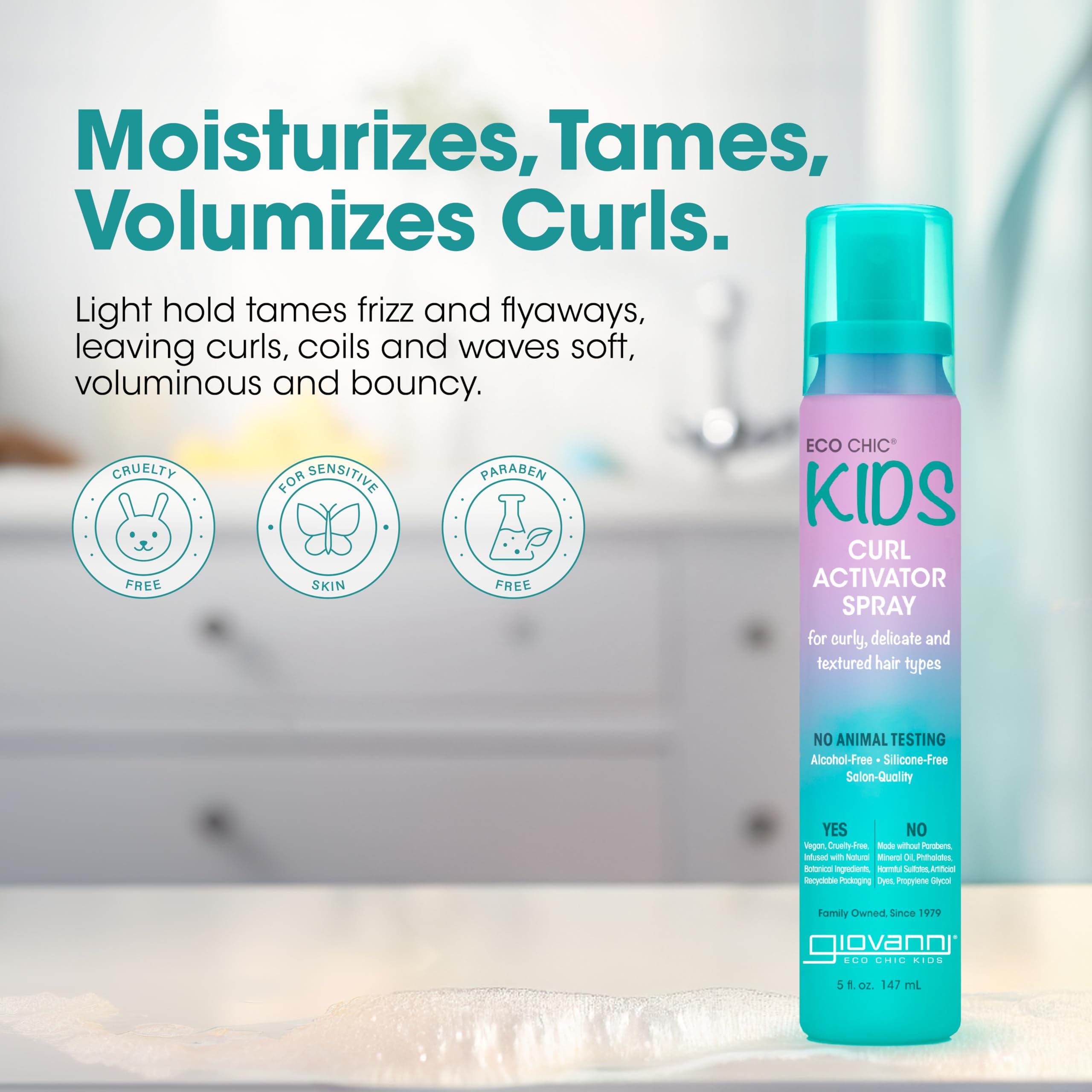 Giovanni Eco Chic Kids Curl Activator Spray moisturizes hair without weighing down curls