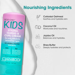 Giovanni Eco Chic Kids Curl Cream with pump highlights easy application and frizz control