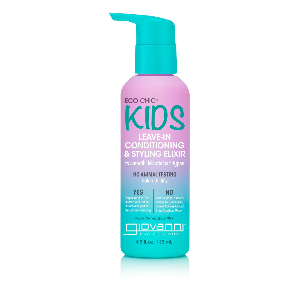 Giovanni Eco Chic KIDs Leave-In Elixir bottle for smooth, manageable hair.