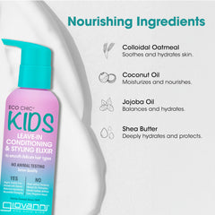 Giovanni Eco Chic KIDs Leave-In Elixir packaging is recyclable and cruelty-free.