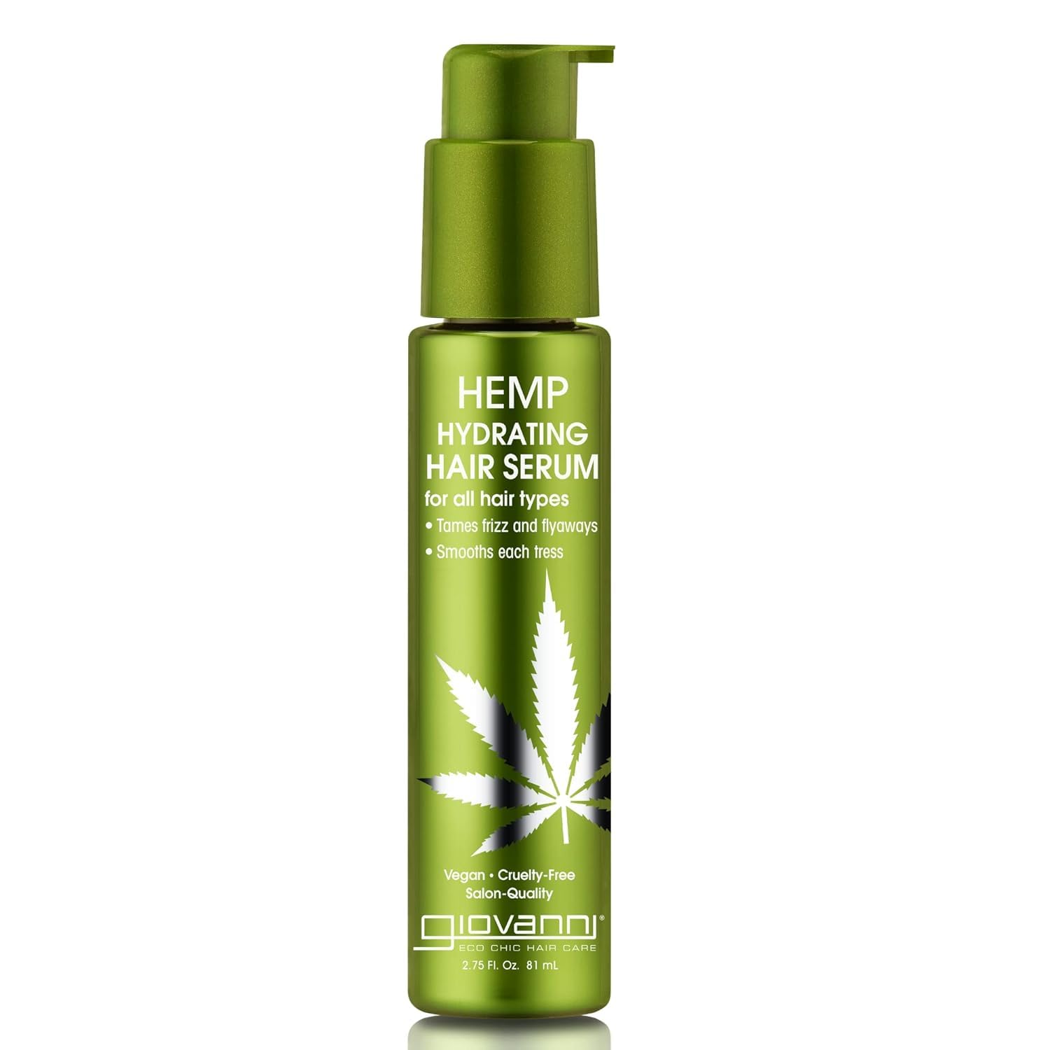 GIOVANNI Hemp Hydrating Hair Serum bottle showing compact packaging and moisture focus