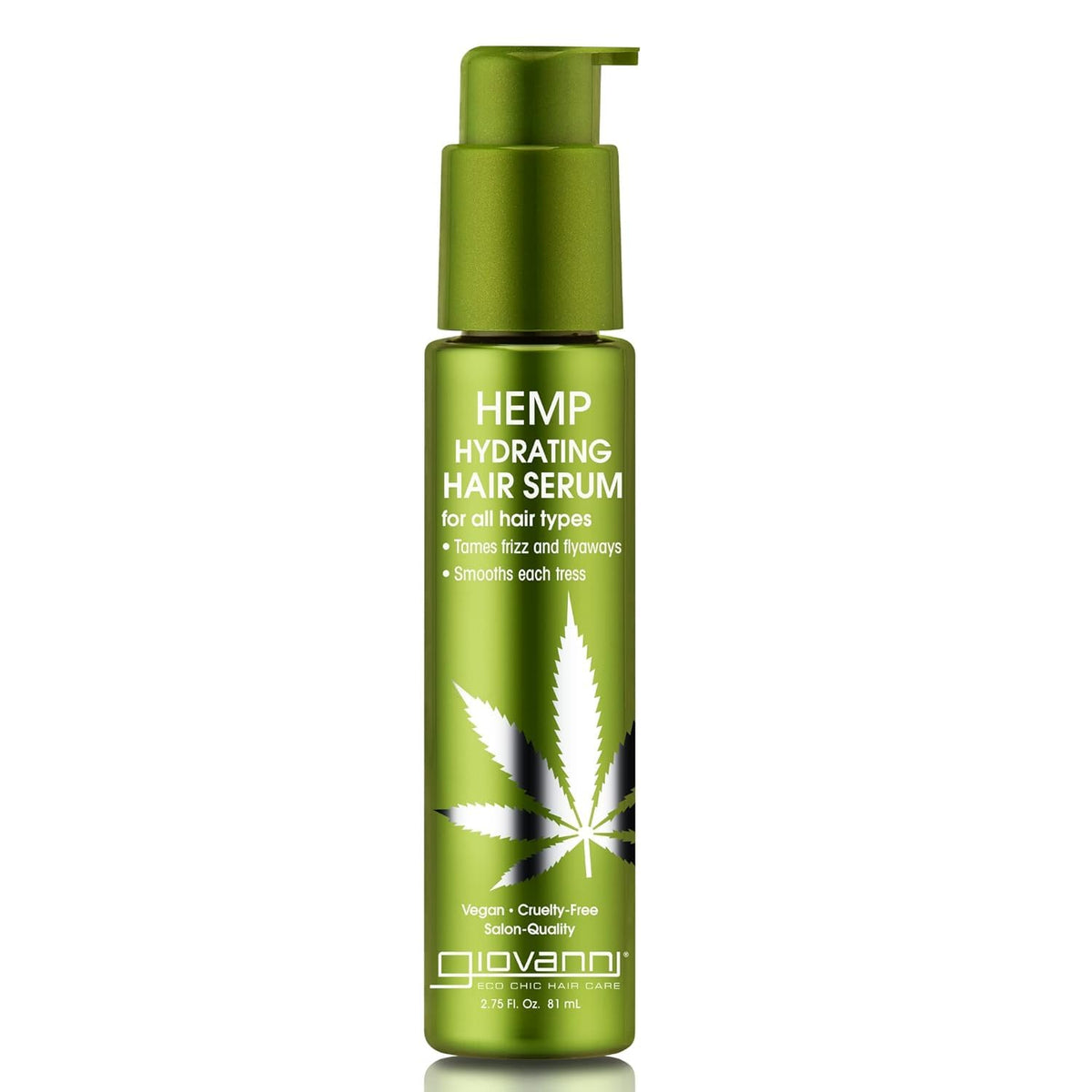 GIOVANNI Hemp Hydrating Hair Serum bottle showing compact packaging and moisture focus