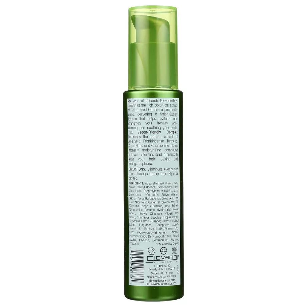 GIOVANNI leave-in elixir pump-dispense for quick styling and detangling.