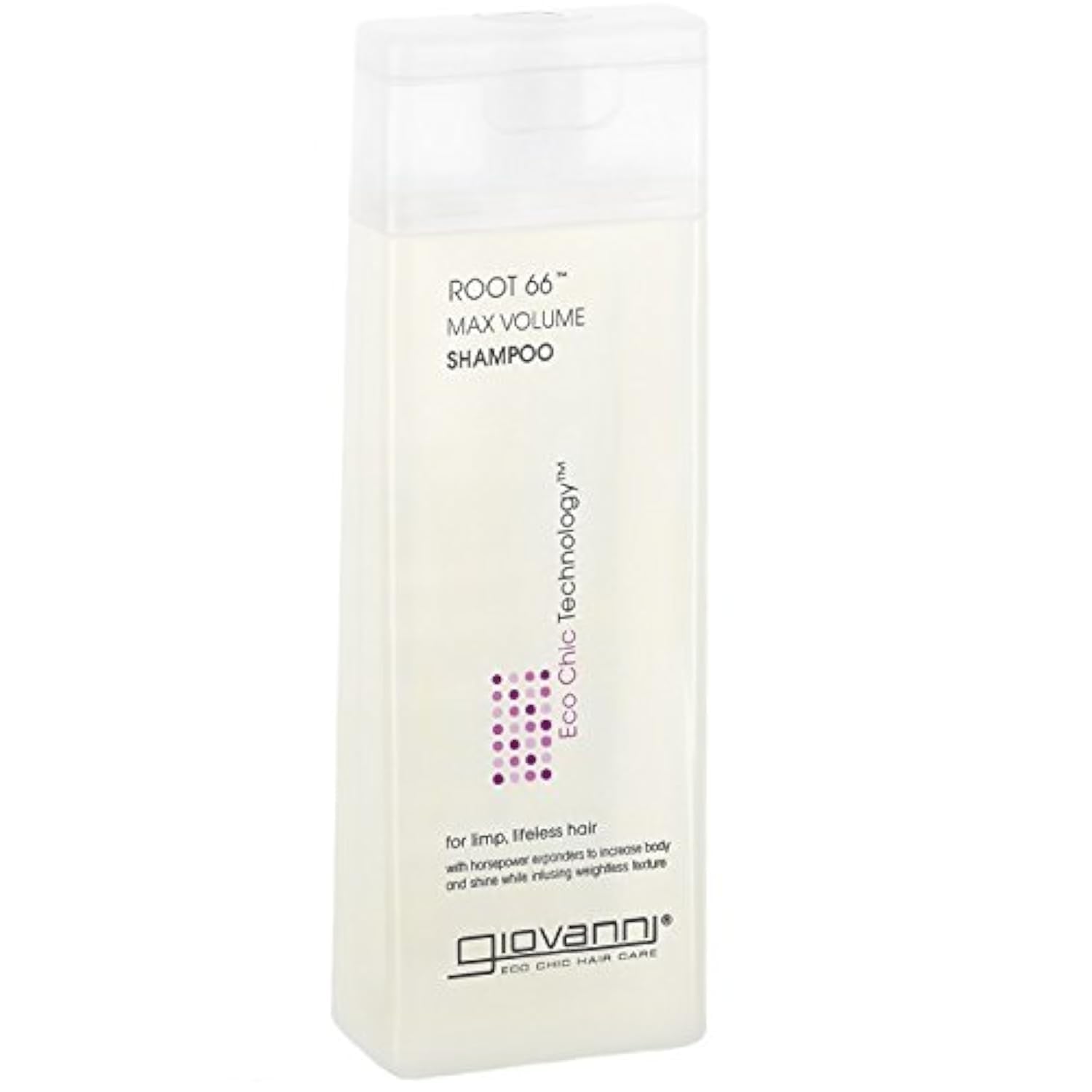 Giovanni Root 66 Max Volume shampoo bottle offers lift and body.
