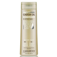 Giovanni smoothing castor oil conditioner bottle showing hydration and shine for all hair types