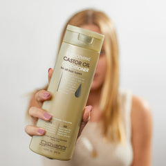 Hair after Giovanni conditioner showing smoother texture and reduced frizz