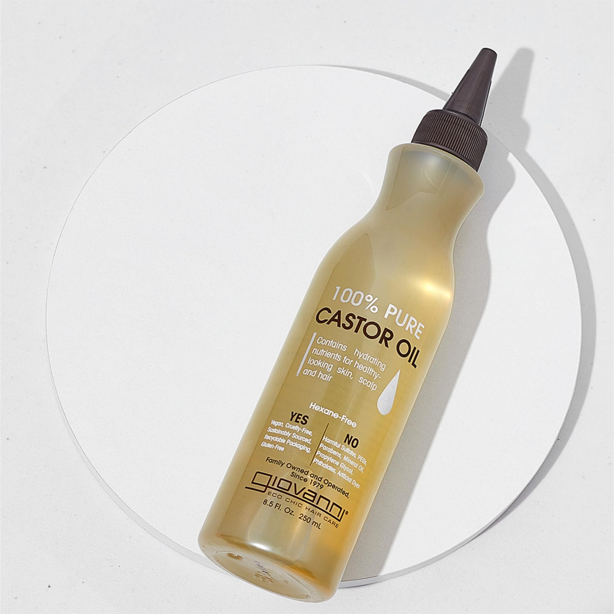 GIOVANNI Castor Oil applied to hair for nourishment and easy detangling.