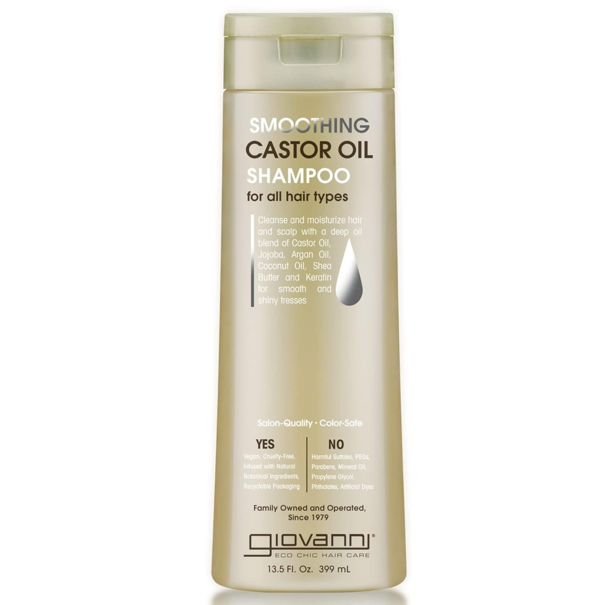 GIOVANNI Smoothing Castor Oil Shampoo bottle ready for daily use.