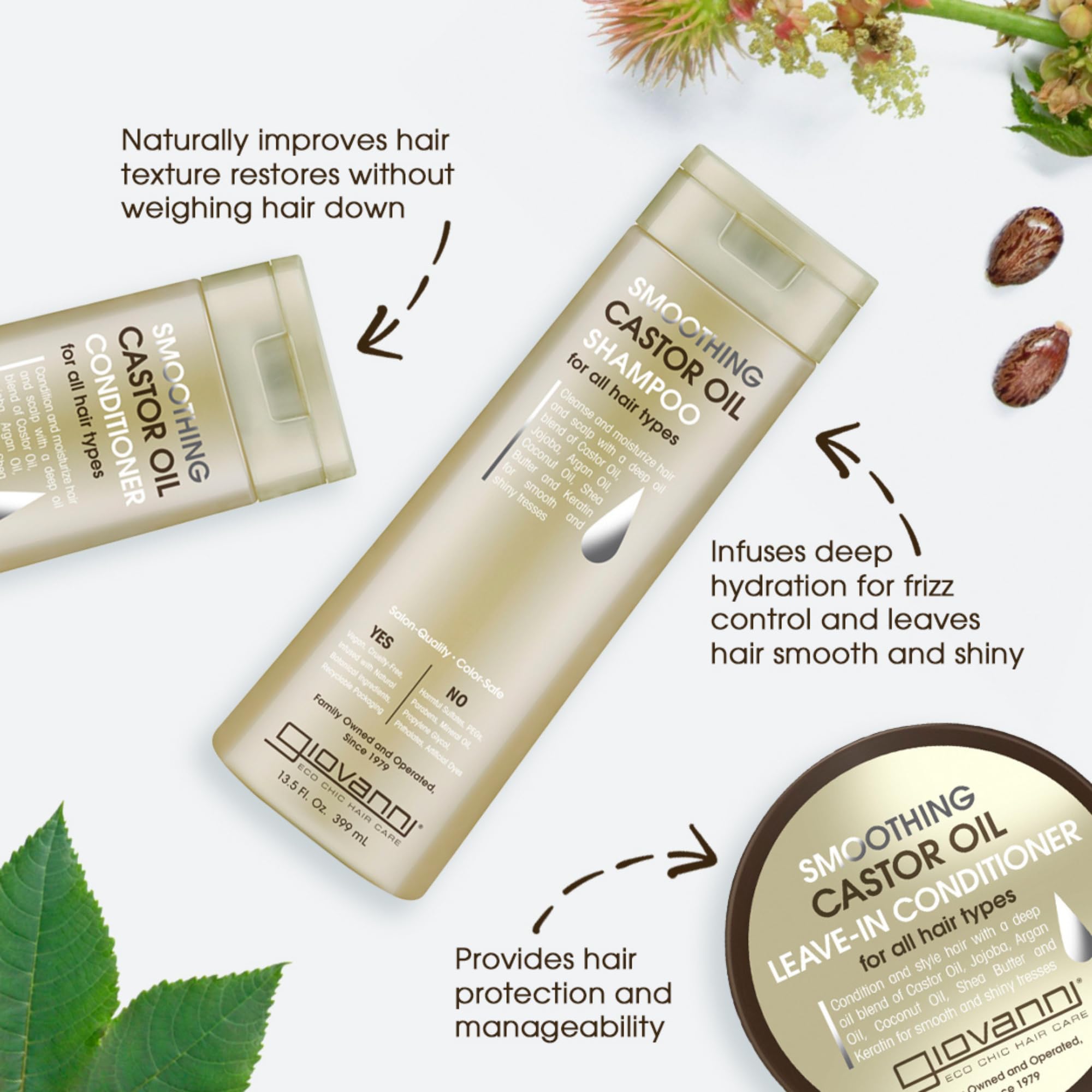 GIOVANNI shampoo creates a rich, creamy lather for gentle cleansing.
