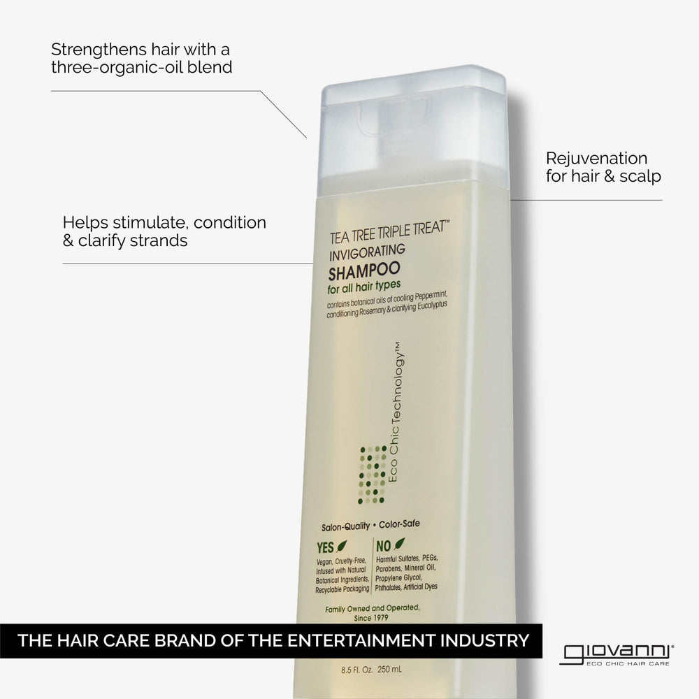 GIOVANNI Tea Tree Invigorating Shampoo peppermint-lather for a refreshing cleanse