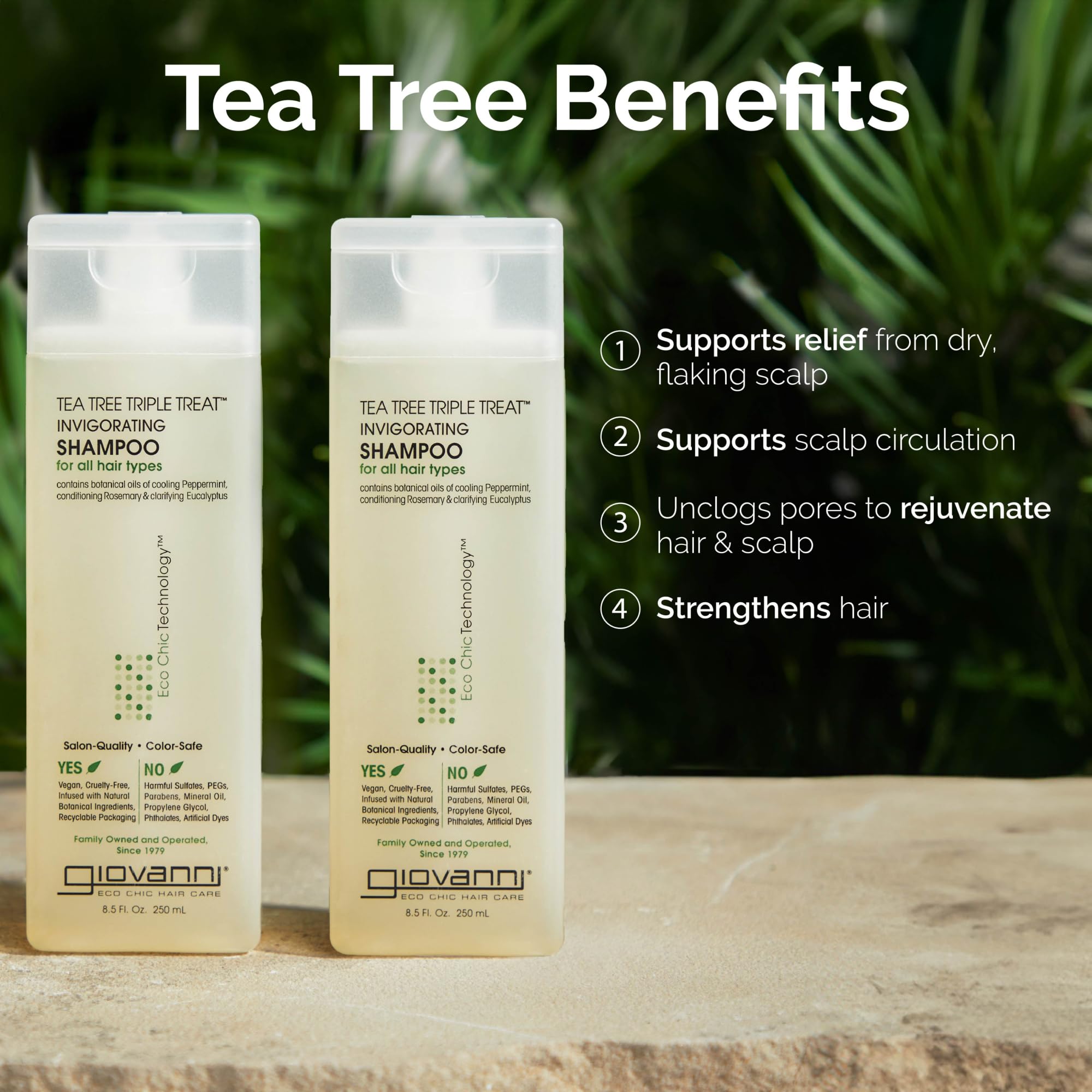GIOVANNI color-safe cleanser label emphasizes gentle daily use