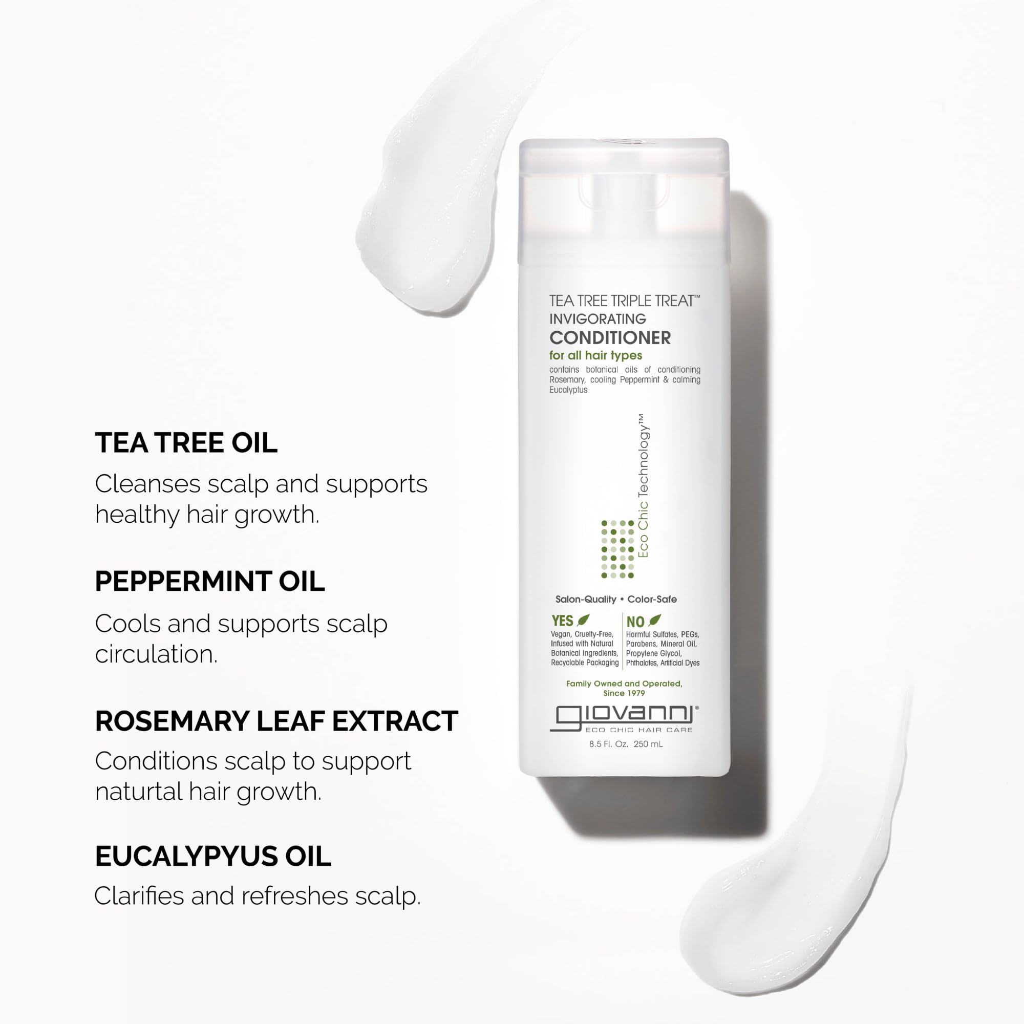 Creamy conditioner applied to detangle and smooth hair.