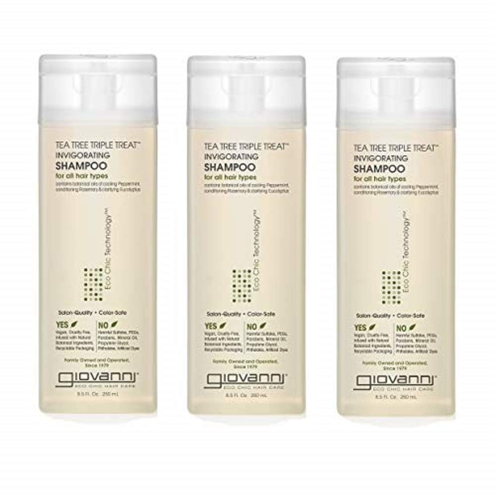 GIOVANNI Tea Tree Triple Treat Invigorating Shampoo bottle for refreshed scalp and hair