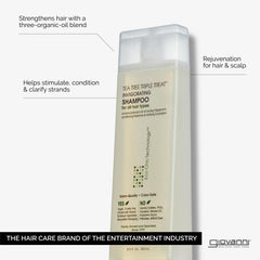 GIOVANNI Tea Tree Triple Treat shampoo foam lather on hair delivering clean, vibrant strands