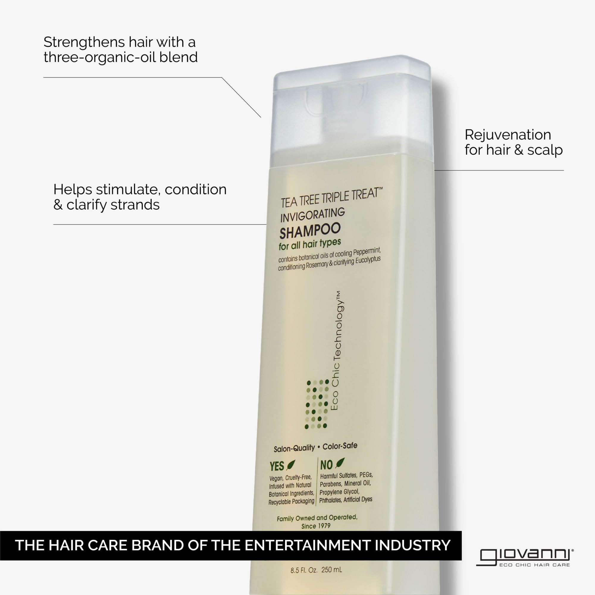 GIOVANNI Tea Tree Triple Treat lather shot highlights the cooling peppermint sensation.