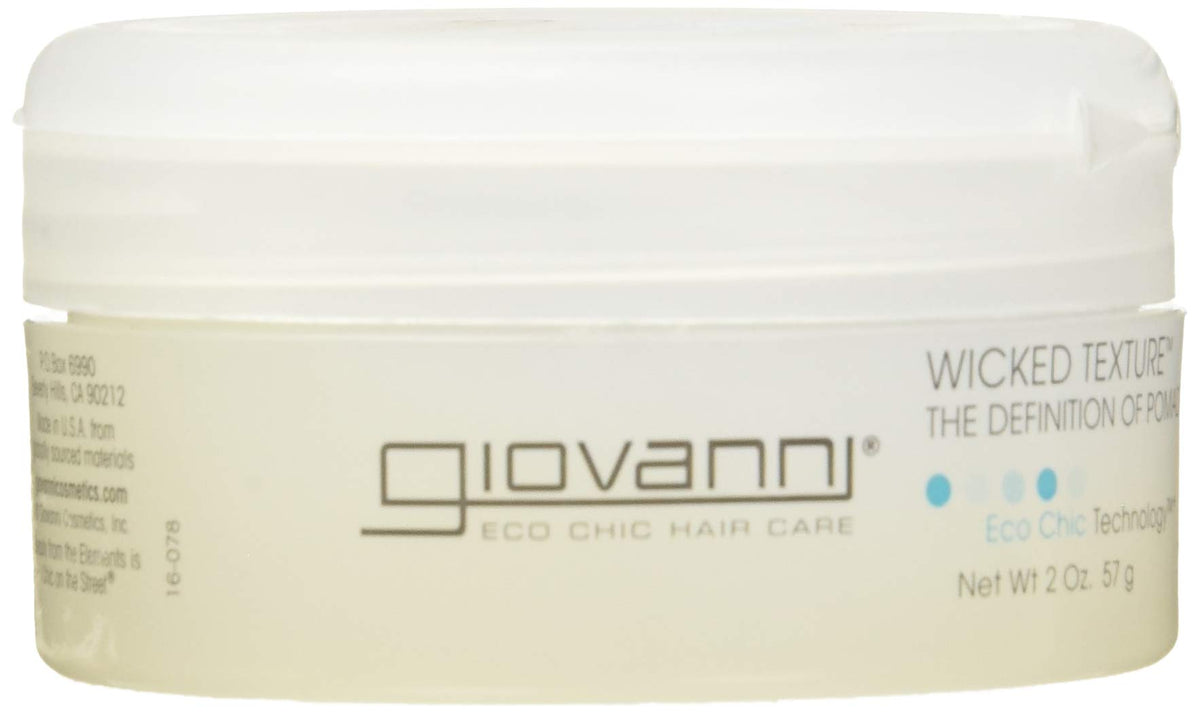 Giovanni Wicked Texture pomade jar boosts definition with flexible hold for textured looks.