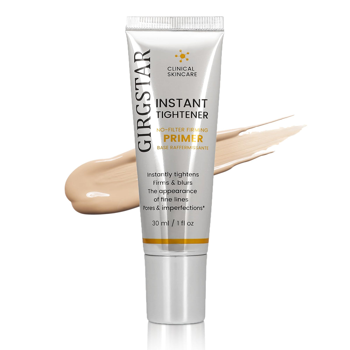 Girgstar Instant Face Blurring Primer bottle delivers a soft-focus, pore-smoothing appearance.