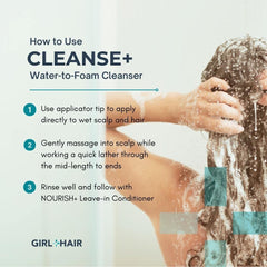 GIRL+HAIR Shea Butter moisturizing formula close-up showing nourished shine