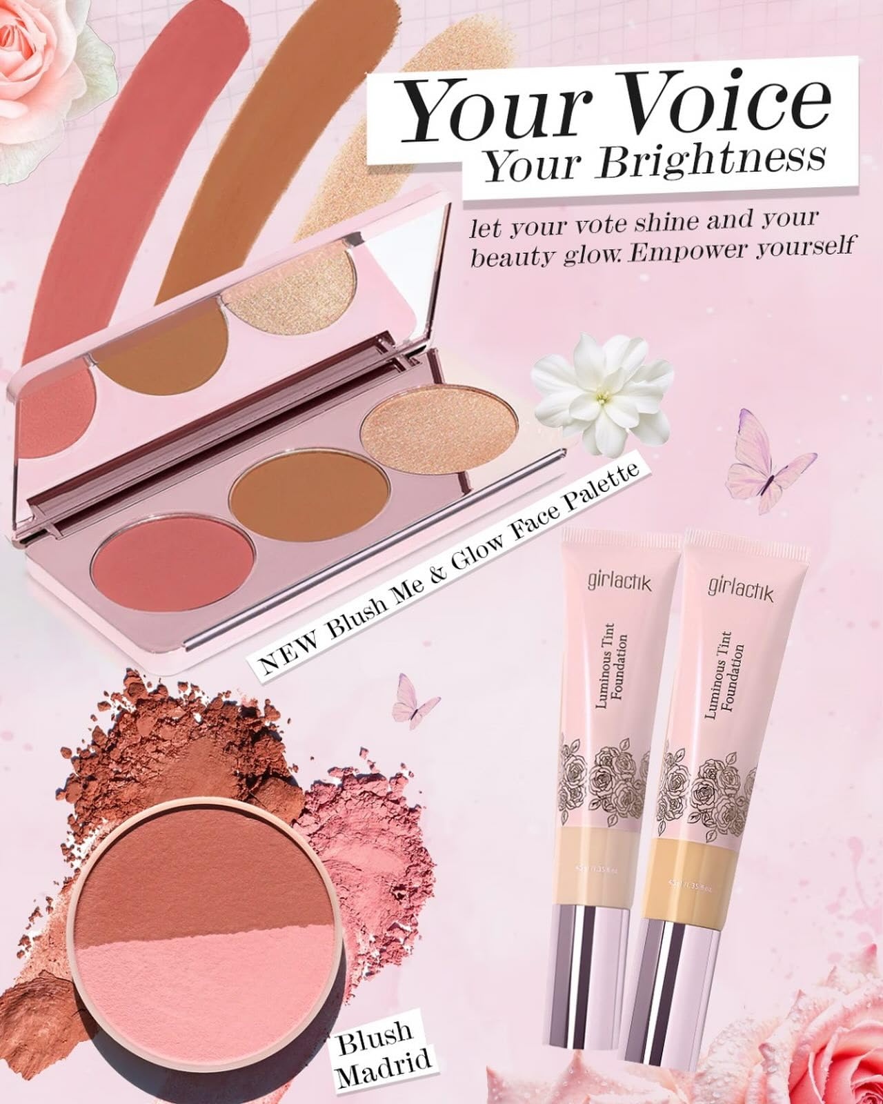 Packaging of Girlactik Blush Me & Glow Deep showing vegan, cruelty-free label.