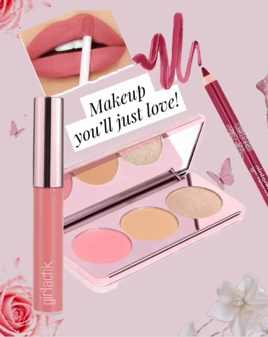 Travel-friendly compact of Girlactik Blush Me & Glow Deep palette.