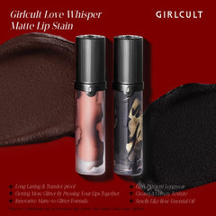 GIRLCULT lip stain close-up highlights transfer resistance and smudge-proof formula.