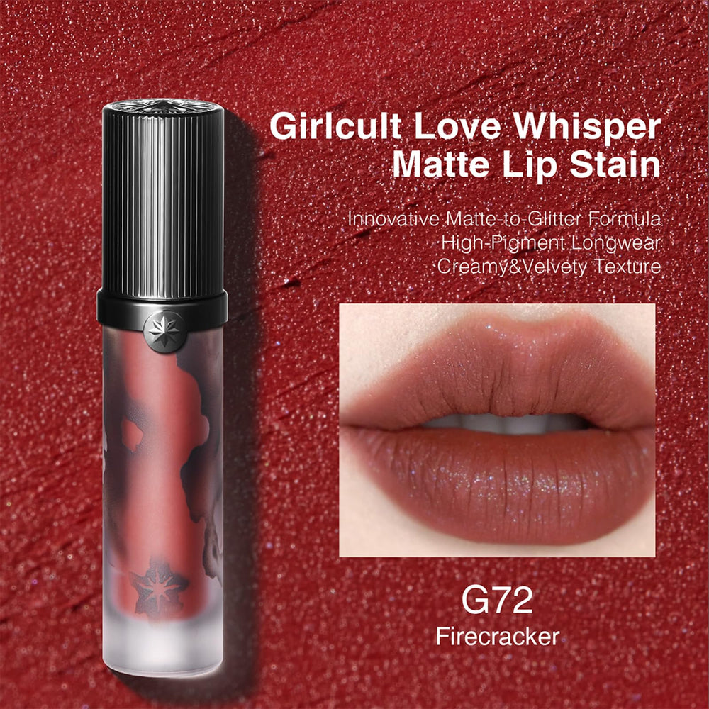 GIRLCULT Matte Lip Stain texture close-up highlighting lightweight formula