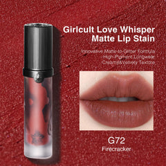 GIRLCULT Matte Lip Stain texture close-up highlighting lightweight formula