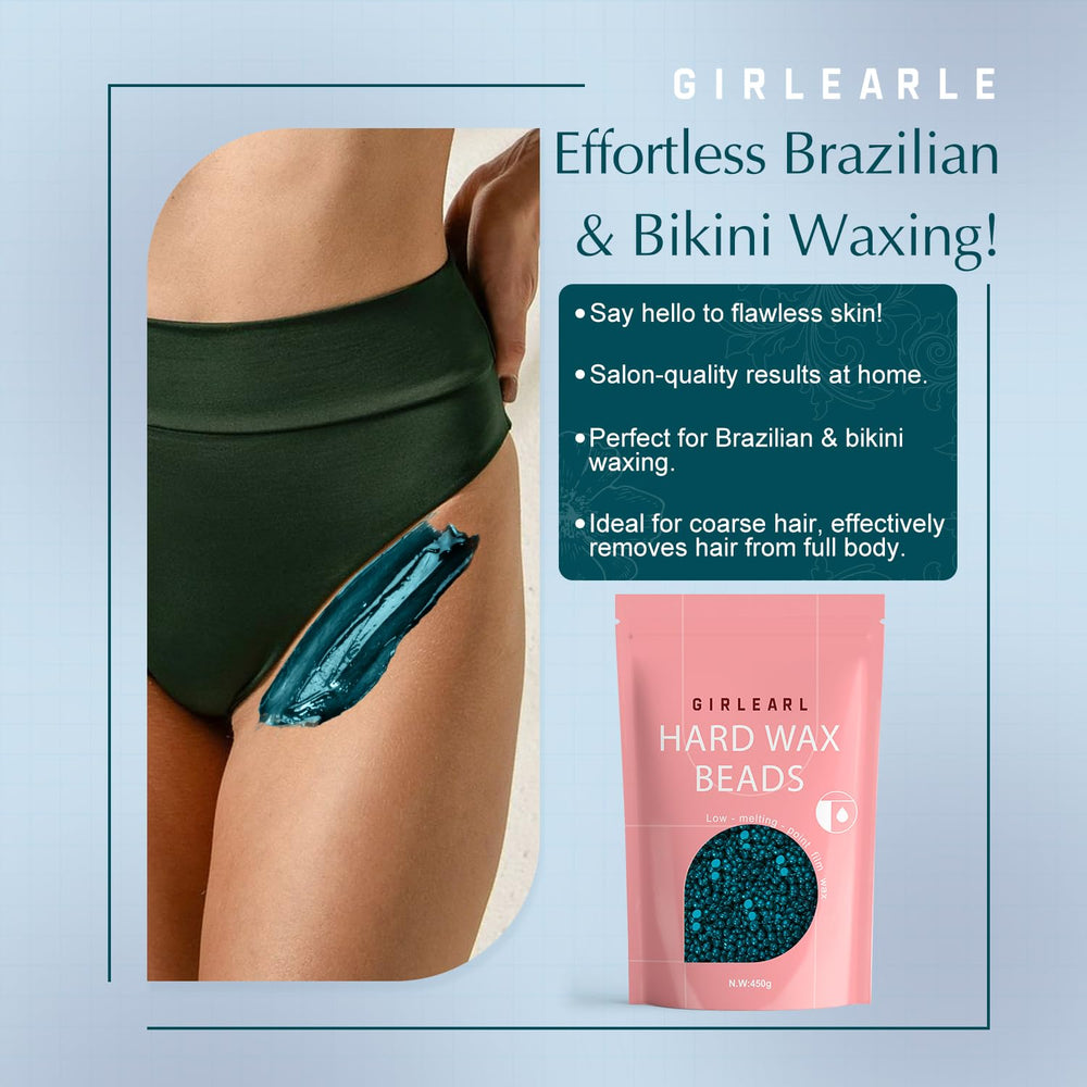 GIRLEARLE easy cleanup wax beads with minimal post wax residue.