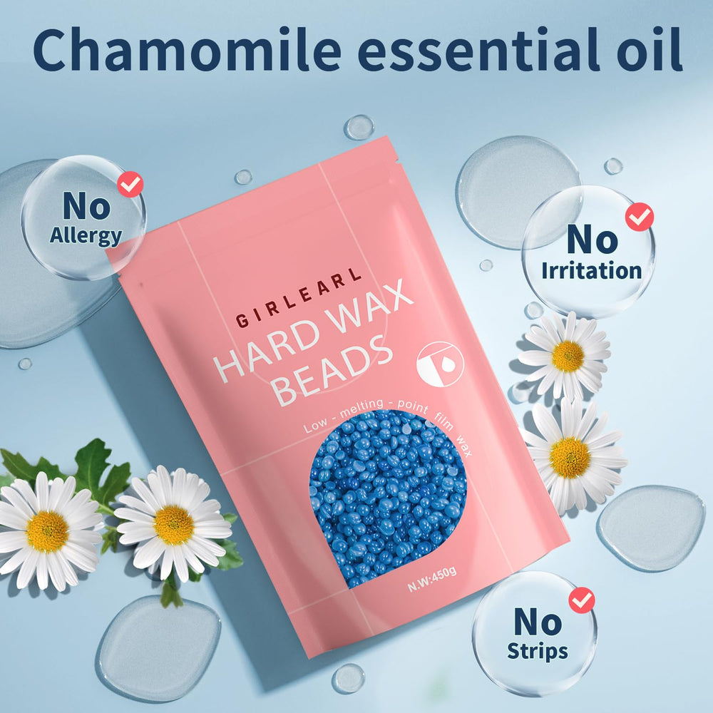 GIRLEARLE hard wax beads packaging shows 1 lb refill for home use.