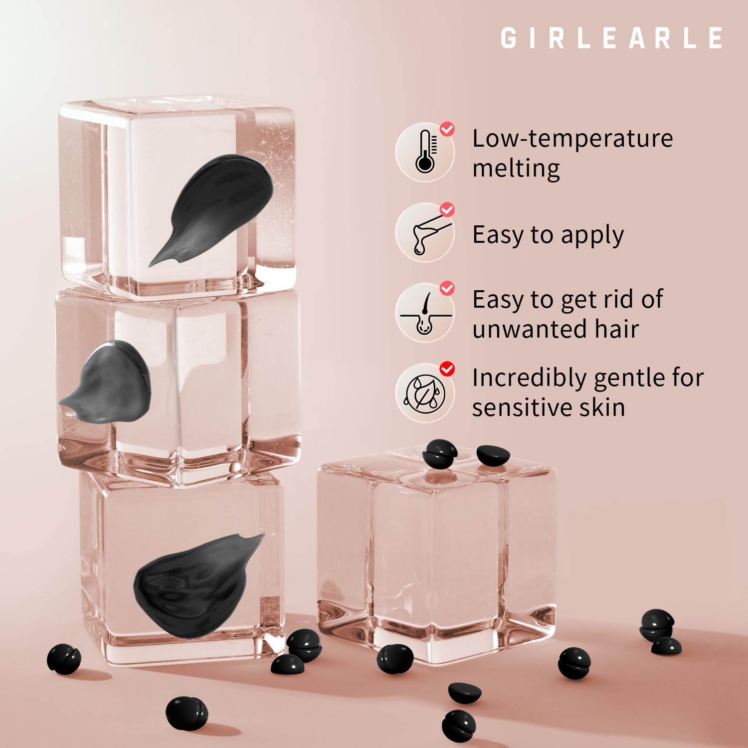 GIRLEARLE hard wax beads for facial waxing on sensitive skin
