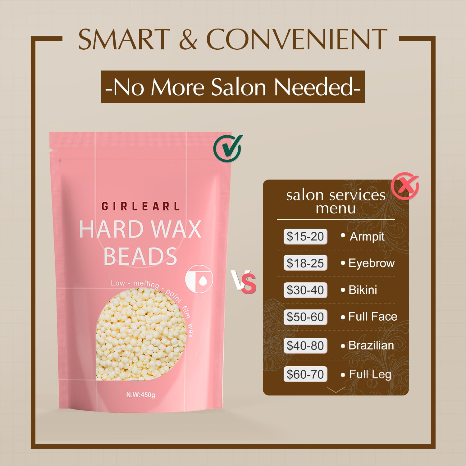 GIRLEARLE 1 lb bag supports full-body waxing sessions.